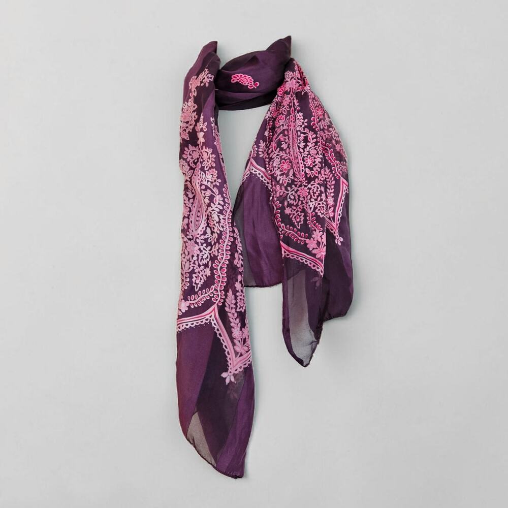 Purple Silk Paisley Scarf Y2k Fairycore Boho